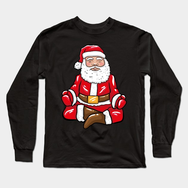 Santa Meditating Long Sleeve T-Shirt by LetsBeginDesigns